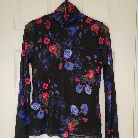 I.N.C. Floral Mesh Turtleneck Top - Picture 2 of 11